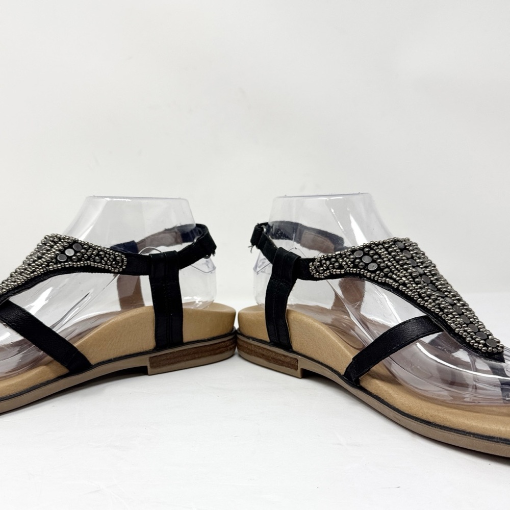 Aetrex Sheila Leather Beaded Sandals Black Silver Size 39 8.5 - Picture 6 of 10